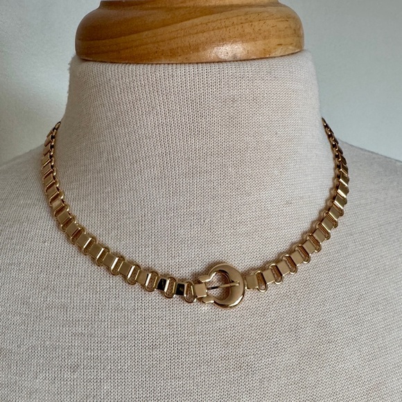 NWT 14k Gold Plated Western Buckle Necklace by Anthropologie - Picture 6 of 12